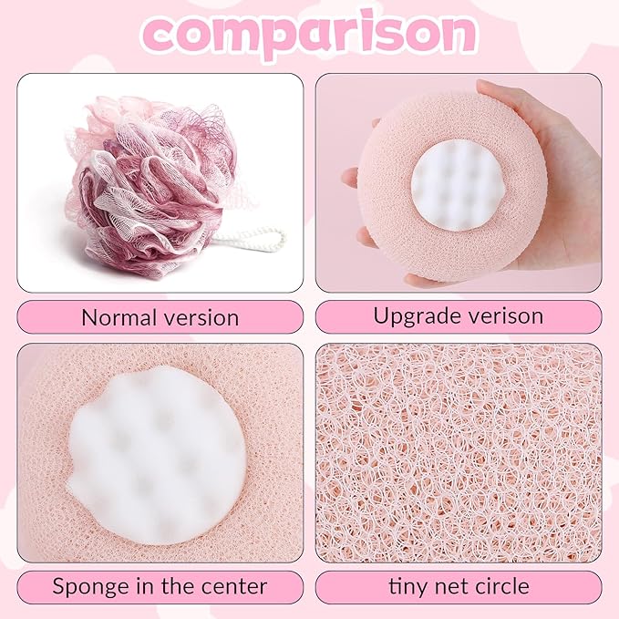 2 PCS Soft Sunflower Suction Cup Bath Ball Bath Body Brush Exfoliating Mesh Sponge Cleaning Scrubber Sponge with Finger Rings Shower Loofah Sponges for Women Men Scrub The Body Accessories