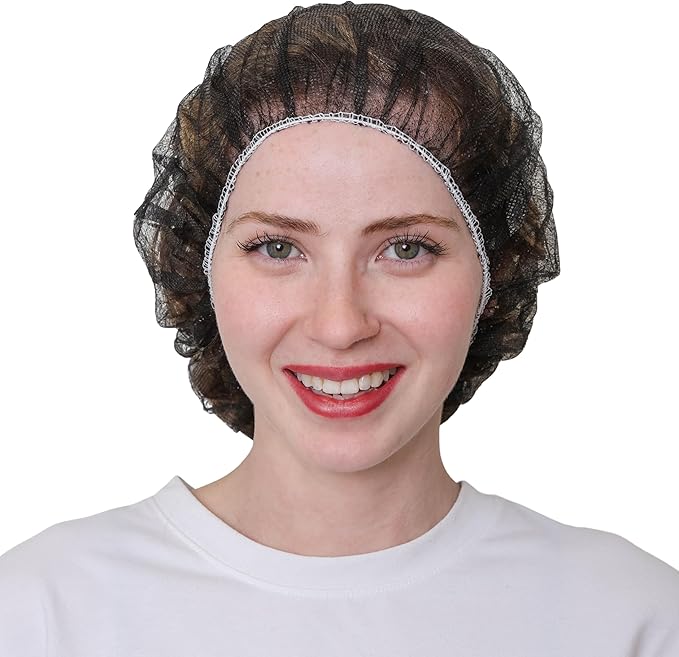 Unisex Polypropylene Bouffant Caps [100 | 1000 | BLACK | WHITE | BLUE | RED |ORANGE | GREEN | 21" | 24" | 28"]