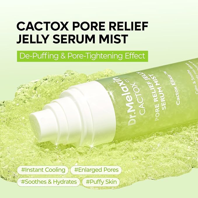 Dr.Melaxin Cactox Pore Relief Jelly Serum Mist, Instant Cooling Face Mist for Pore Tightening & De-Puffing, Hydrating Cactus Serum for Puffy Skin, 80ml (2.7 fl oz)