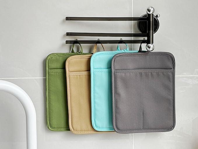 Oven Pot Holder with Pocket Cotton Heat Resistant Coaster Potholder Kitchen Hot Pad Oven Mitts for Cooking and Baking Square 7"x9" (Jasper, Silicone)