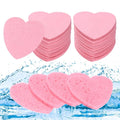 uxcell 120 Count Compressed Facial Sponges Heart-Shaped Face Cleansing Sponges Pads for Daily Skincare Routines at Home, Kitchen, Travel, Pink