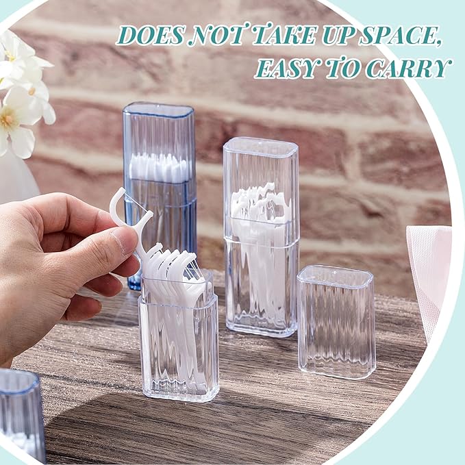 Dandat 8 Pcs Project Storage Case Portable Creative Storage Box Dental Toothpick Holder Floss Travel Case Transparent Flosser Dispenser Container for Teeth Cleaning Cotton Swab(White)