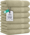 DAN RIVER 6-Pack Premium Hand Towels (16x28 Inches) - 100% Cotton, Ultra Soft, Lightweight, Highly Absorbent Towels for Bathroom, Spa, Gym, Salon, Hotel, and Travel - Beige