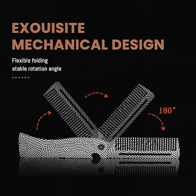 Metal Hair & Beard & Mustache Comb, Multifunctional Folding EDC Pocket Beard Comb With Bottle Opener - Anti-Static for Travel and Everyday Grooming Styling