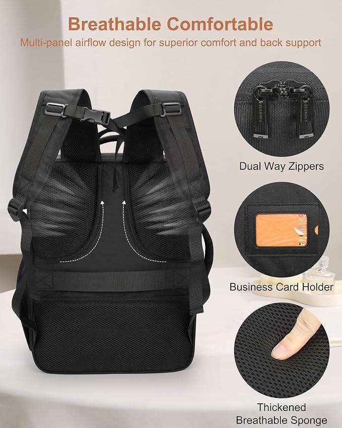Relavel Makeup Backpack with Makeup Brush Case, Extra Large Travel Train Case Professional Artist Kit Set Bag with 4 Clear Bags, Brush Storage Organizer Box for Cosmetic Hair Tools, Black