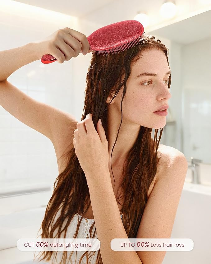 Gift for Women, Gifts for Kids & Teen Girls, AIMIKE Painless Hair Brush Detangler w/Soft Bristles, Extra Gentle Hairbrush for Fine or Daughter's Hair, Ideal Holiday Presents
