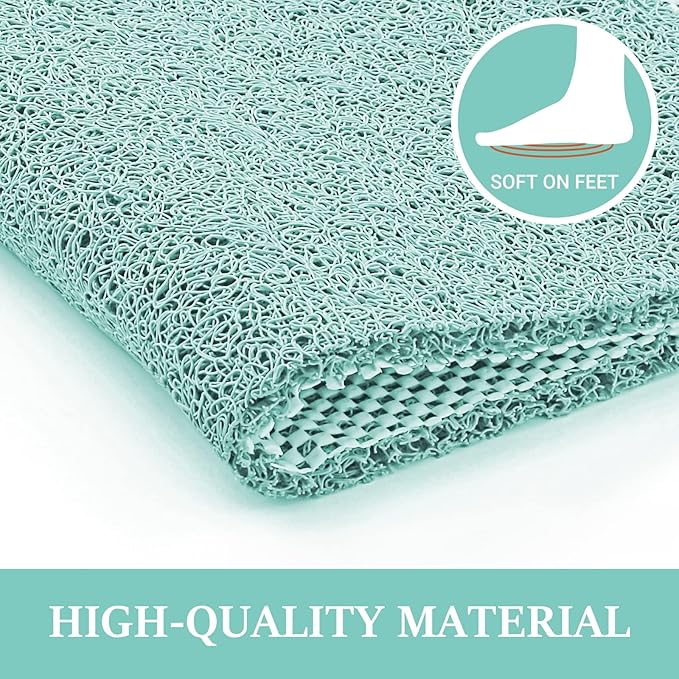 LuxStep Shower Mat Bathtub Mat,24x16 inch, Non-Slip Bath Mat with Drain, Quick Drying PVC Loofah Bathmat for Tub,Shower,Bathroom (Phthalate Free,Green)