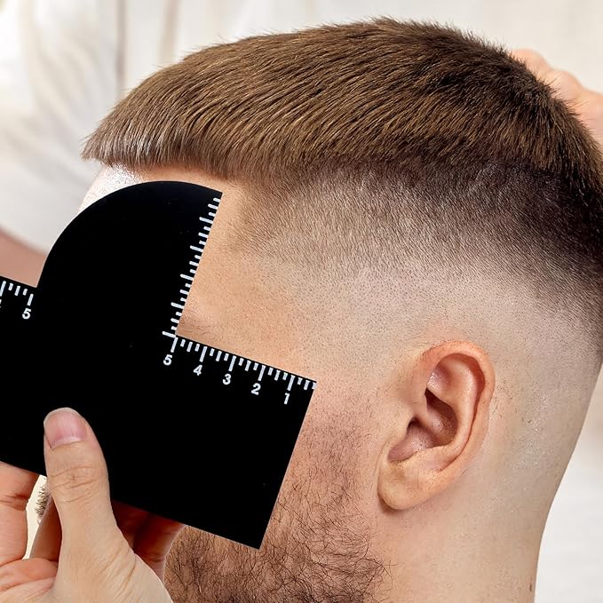 2 Pcs Barber Enhancement Card,Black Shape up Tool for Hairline,T Shape Enhancement Card for Barbers,with Measurement Reusable Enhancements Cards for Precise Edge Beard Line UP