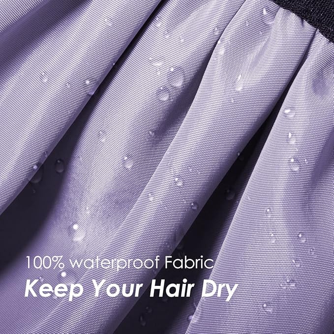 Auban Extra Large Shower Cap, Double-Layer Waterproof Reusable Satin Lining Shower Bonnet for Women Long Hair, Braids, Locs, perms (Purple)