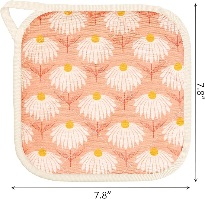 6 Pack Pot Holders 100% Cotton Heat Resistant Potholder, Machine Washable Pot Holder, Hot Pads, Table Pads for Cooking Baking (P)