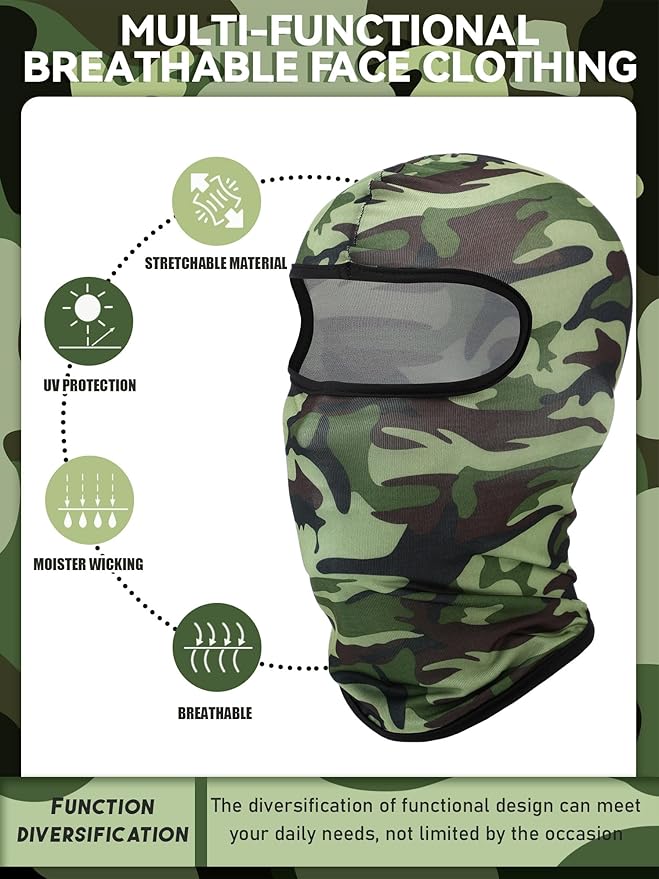 SATINIOR 6 Pcs Ski Mask Cover Balaclava Full Face Mask Summer Face Cover UV Windproof Balaclava for Men Women Outdoor Sports