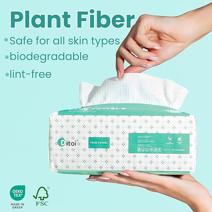 Ditoi Disposable Face Towels,Ultra Soft &Thick Face Dry Wipes for Makeup Removal,Viscose Fiber Facial Coths for Women Daily Cleansing, Skincare,60 Count