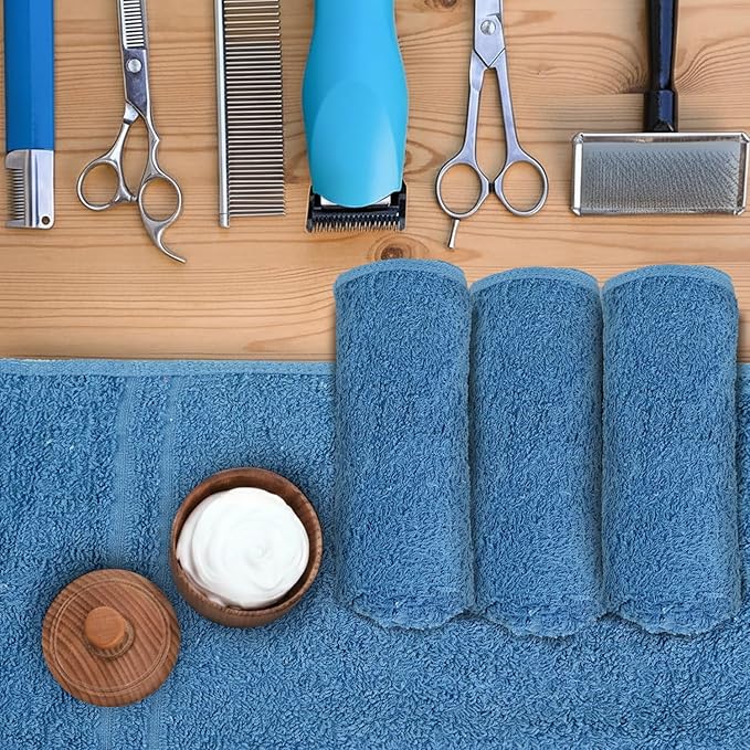 24 Pack Navy Blue Hand Towel 100% Cotton Spa Towel – 16x26 inches Highly Absorbable Facial Towels Gym, Hair Towel and Face Towel Bulk Small Towels (Not Bleach Proof)