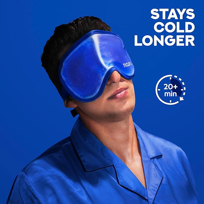 Ticlo's Cooling Eye Mask for Puffy Eyes - Gift Ready Box - Gel Eye Mask for Sleeping, Cold Compress for Dark Circles, Cold Reusable Compress for Migraines, Headaches, and Post-Surgery Recovery
