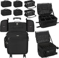 Relavel Rolling Makeup Case Professional Makeup Train Case, Rolling Makeup Kit Bag Makeup Artist Travel Bag with Wheels, 4-in-1 Portable Travel Beauty Trolley Case for Cosmetology Storage(Black)