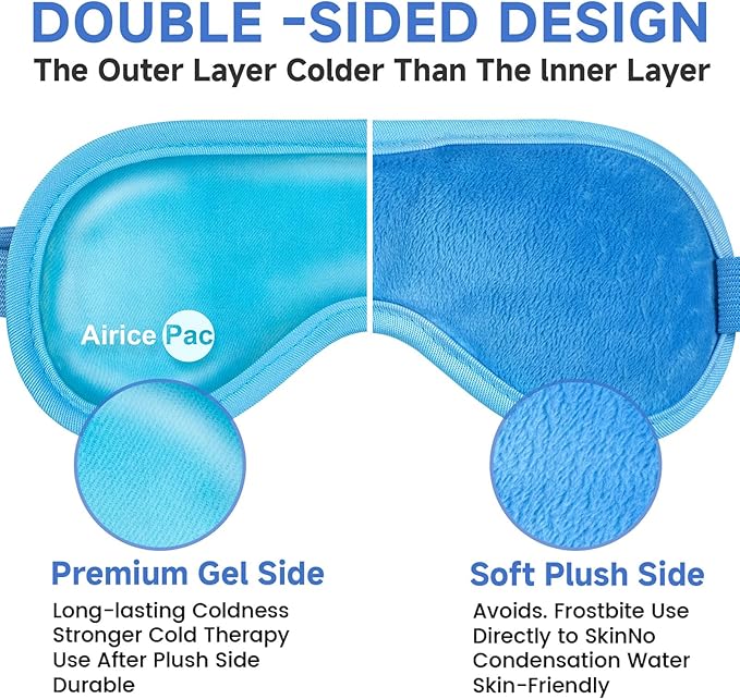 Cold Eye Mask Cooling Eye Mask for Dry Eyes, Gel Eye Mask Eye Ice Pack Reusable Cold Eye Compress for Dark Circles, Migraines, Eye Surgery, Skin Care