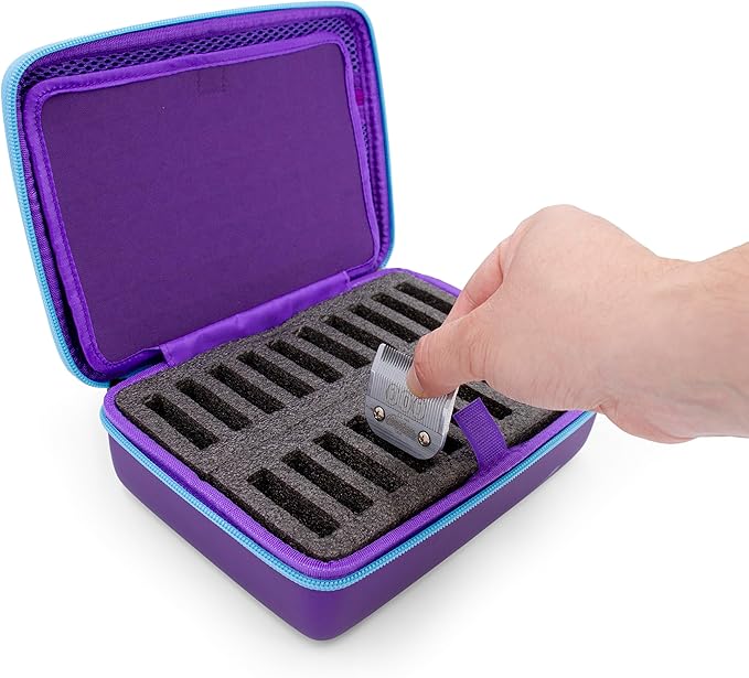 CASEMATIX Clipper Blade Holder For 20 Blades, Hair Clipper Guard Case For Barbers and Stylist Compatible with Andis, Oster, Wahl, Detachable Clippers Metal Guards, Clipper Blade Storage Case