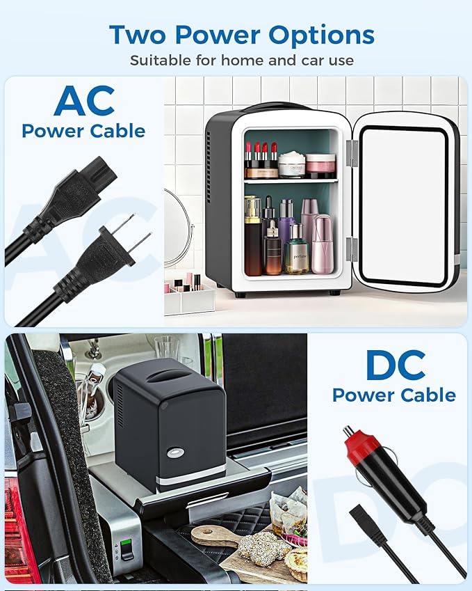 Mini Fridge for Bedroom, 4L/6 Cans Small Cosmetic Fridge for Skincare, Makeup, Medicine & Beverage, Portable Desk Fridge Cooler and Warmer for Kids, Car, Office, Dorm, Black