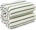 Jacquotha Striped Cotton Washcloths 4 Pack, 13” x 13” - Soft Wash Cloths for Bathroom, Kitchen, Gym, Face, Green and Cream