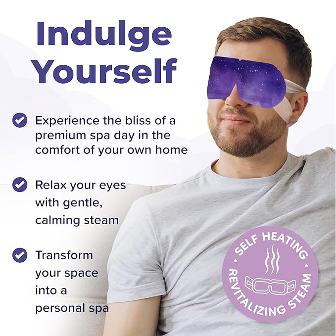 Heated Eye Mask For Dry Eyes - 16pcs Self Heating Steam Eye Mask - Warm Compress For Eyes - Warming & Ready To Use For Sleep & Relaxation - On-The-Go Warm Eye Compress For Dry Eyes Travel Essentials