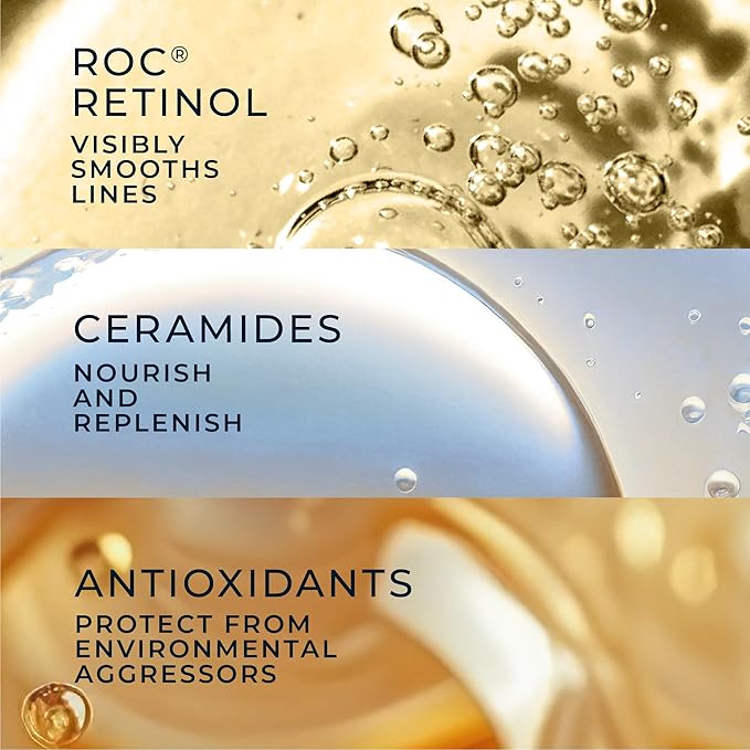 RoC Retinol Correxion Anti-Aging Wrinkle Night Serum, Retinol Serum for Face, Daily Treatment for Fine Lines, Post Acne Scars, 80 Capsules (Limited Edition Value Set), Unscented