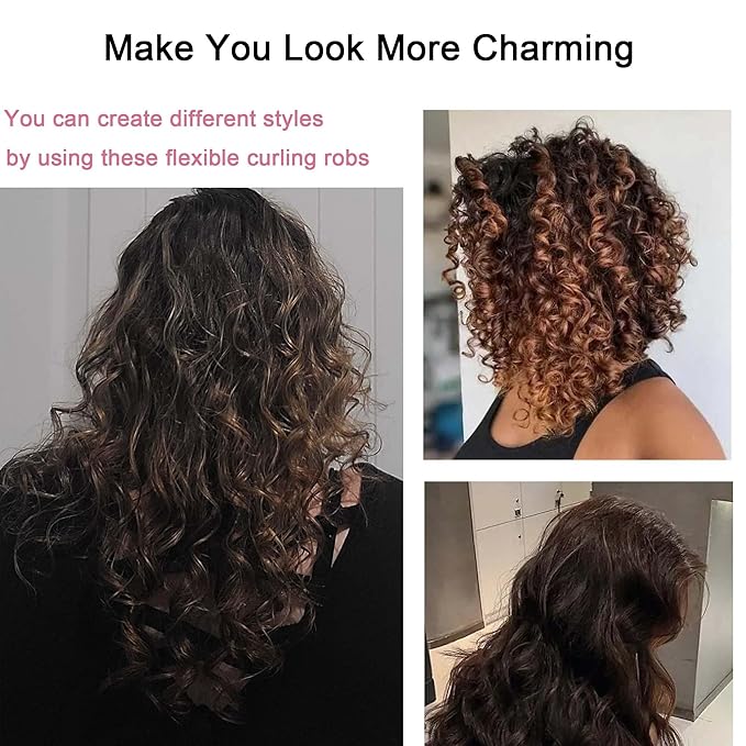 36Pcs Flexible Hair Rollers and Curlers Set - 7" 0.63" & 0.47" Bendable Soft Foam Rods for Heatless Curling Short & Long Hair