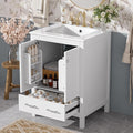 Bellemave 24" Bathroom Vanity with Sink Combo Set, Solid Wood Frame Bathroom Storage Cabinet with a Drawer, 2 Soft Closing Cabinet Doors with Organizer, White