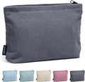 MAANGE Small Makeup Bag For Purse, Travel Cosmetic Bag Makeup Pouch Corduroy Portable Versatile Zipper Pouch For Women(GRAY)