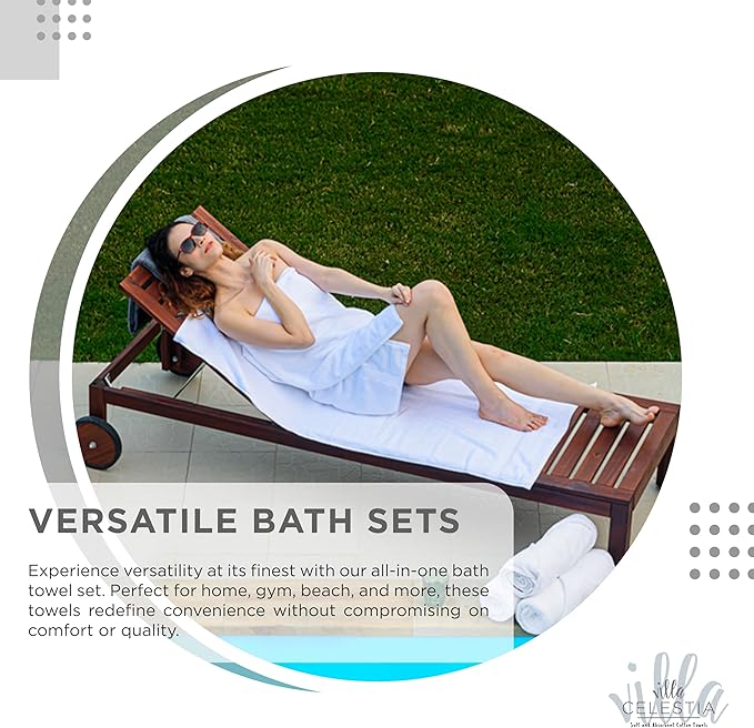 100% Cotton Bath Towel Set of 12-4 Bath Towels, 4 Hand Towels, 4 Wash Cloths, Sustainable, Soft, Highly Absorbent, Combed Cotton 12 Piece Set for Hotels, Spa, Bathroom, Dorm, White
