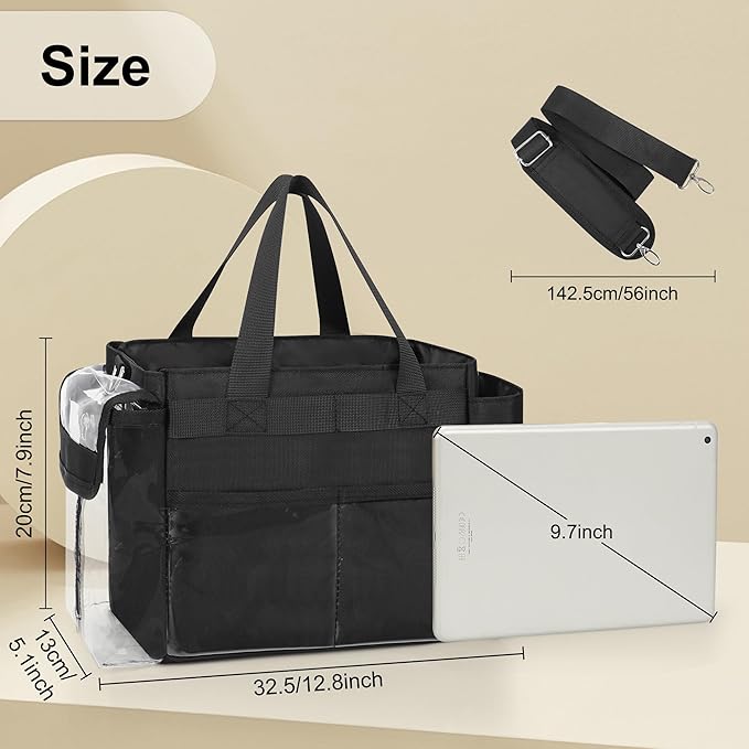 TANTO Small Makeup Bag, Professional Makeup Artist Bag Travel Cosmetic Bag Makeup Kit Bags with Adjustable Dividers Multi Pocket Cosmetic Storage Organizer for Beauty Pros (Black)