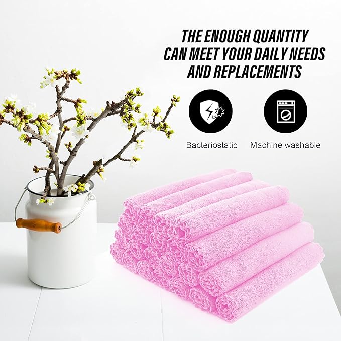 MOONQUEEN Ultra Soft Premium Washcloths Set - 12 x 12 inches - 72 Pack - Quick Drying - Highly Absorbent Coral Velvet Bathroom Wash Clothes (Frozen Berry)