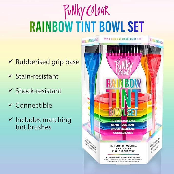 Punky Colour Hair Dye Brush and Bowl Set - Multi-Color Hair Coloring Tools with Hair Dye Brush & Mixing Bowl, DIY Dying & Bleaching for Salon & At-Home Use