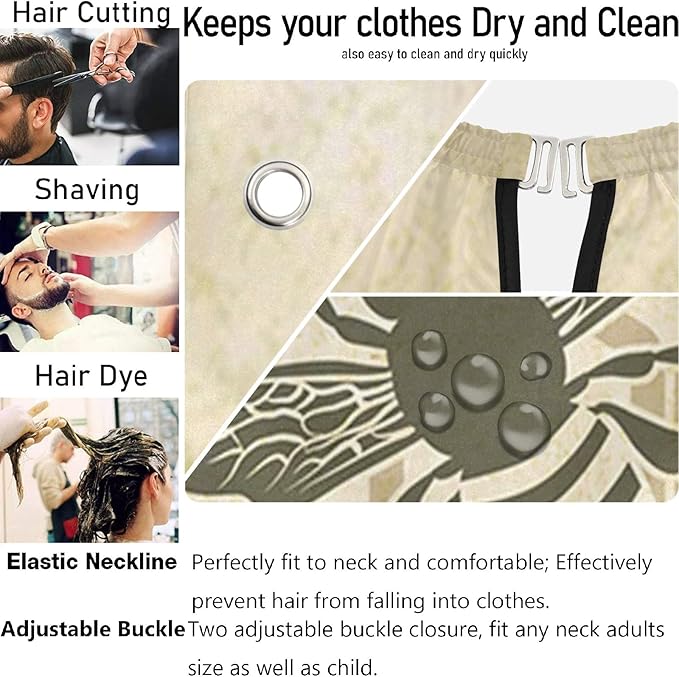 visesunny Professional Barber Cape Polyester Hair Cutting Salon Cape Apron Anti-Static Beard Bib Grooming Apron