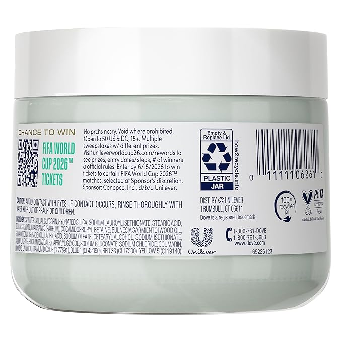 Dove FIFA World Cup 2026 Limited Edition Moisturizing Body Scrub – Palo Santo & Sage Oil, pH‑Balanced Whipped Exfoliator for Hydrated, Radiant Skin, 15 oz