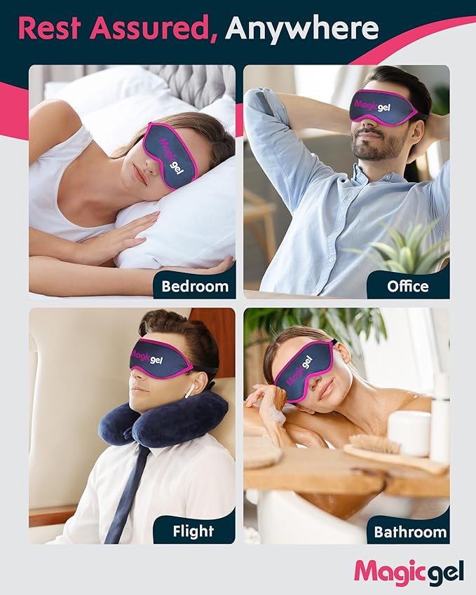Magic Gel Eye Mask Cold Pack | 2 Pack Cooling Eye Mask for Sleeping | Reuable Cold Eye Mask & Hot Eye Compress with Adjustable Strap | Eye ice Pack for Migraine, Styes, Blepharitis, MGD & Tired Eyes