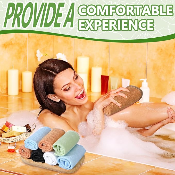 Tudomro 10 Pcs Exfoliating Washcloths Double Sided Man Wash Cloths Body Face Exfoliating Scrub Cloths for Shower Men Women(10.2 x 8.7 Inch,Light Color)
