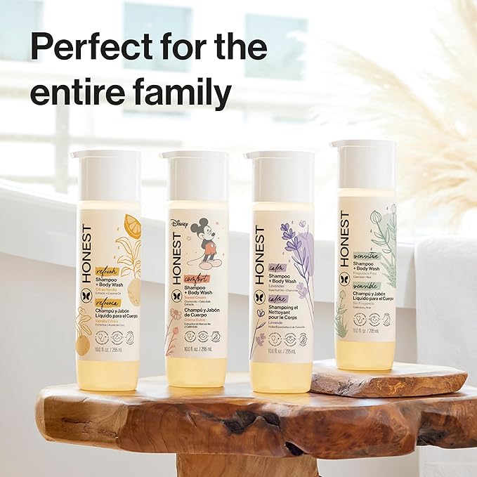 The Honest Company 2-in-1 Cleansing Shampoo + Body Wash, Gentle Enough for Baby, Dermatologist Tested, Tear-Free, Hypoallergenic, Fragrance-Free