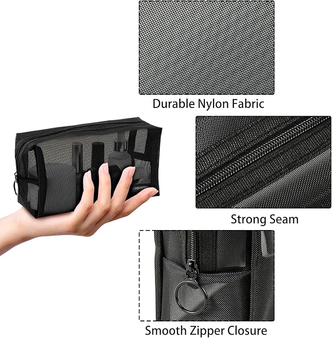 pouch,Mesh Cosmetic Bag Portable Makeup Pouch Travel Toiletry Bag for Makeup Organizer Home Office Travel Accessories,6 Pieces Mesh Makeu