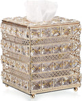 Sumnacon Crystal Square Tissue Box Cover - Sparkling Cube Glass Tissue Box Holder, Decorative Facial Tissue Holder for Bedroom Bathroom Dresser Night Stand Table Office Home Decor, Gold