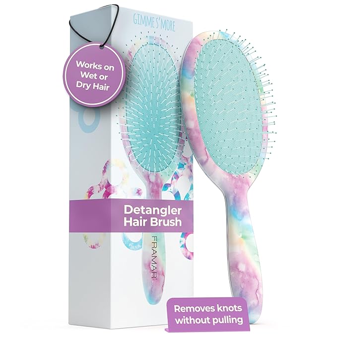 FRAMAR Purple Hair Brush Detangler, Detangling Hairbrush For Women, Wet Hair Brush For Girls, Hair Detangler Brush, Wet Hairbrush, Hairbrushes, Reduces Frizz – Tie Dye