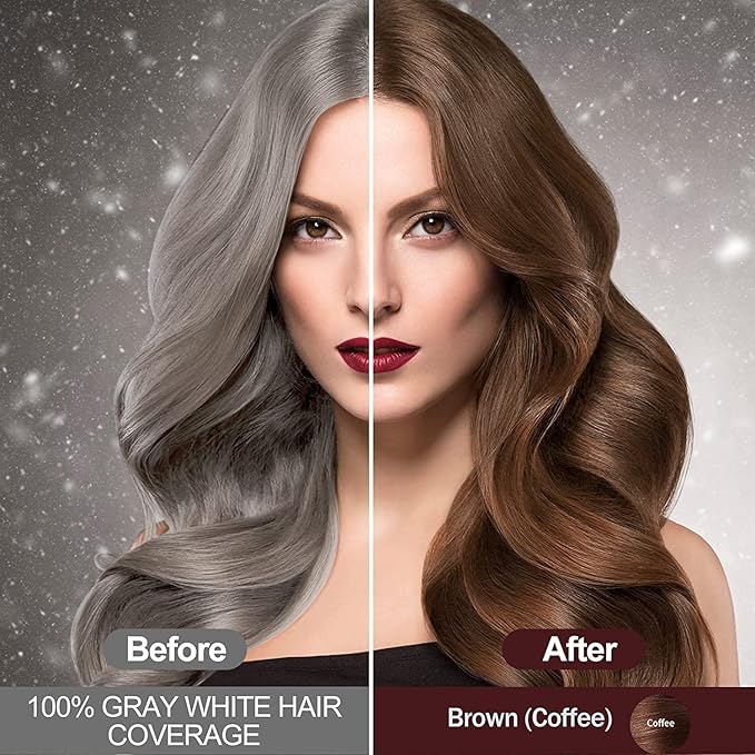 Instant Brown Hair Dye Shampoo for Women Men, Hair Coloring Shampoo for Gray Hair, 500ml Herbal Ingredients 3 in 1 Brown Hair Dye - 100% Gray Coverage Coloring in Minutes 16.9 Fl Oz
