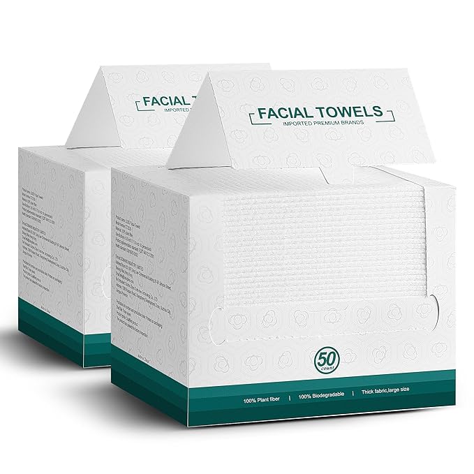 Face Towels,100 Count,10"x12"Disposable Face Towel,Makeup Remover Face Towelettes Disposable,Sensitive Skin&Daily Skin Care
