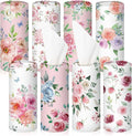 Ctosree 8 Pcs Car Tissue Holder Cylinder Bulk Round Floral Cup Holder Facial Tissues for Travel Refill Car Napkin Box Round Container