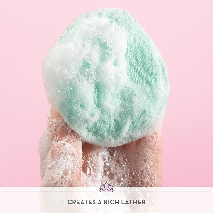 S&T INC. Face Scrubber, Dual-Sided Face Exfoliator with Elastic Strap, Facial Cleansing Pads and Makeup Remover, 3.3 Inch Diameter, 2 Pack, Teal and Pink