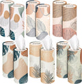 Outus 12 Pcs Boho Car Tissues Cylinder Holder with 3 Ply Facial Tissue Bulk Black White Round Tissue Holder Travel Tissues Boxes Container for Car Cup Wedding Birthday Party