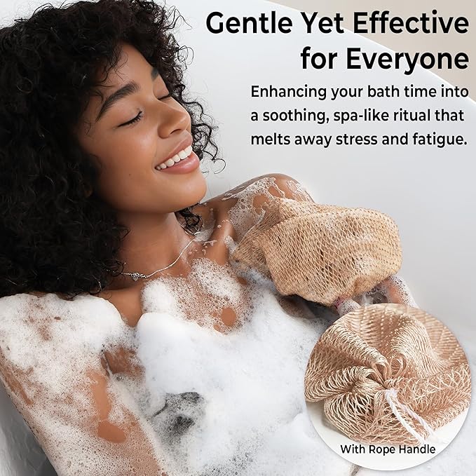 African Net Sponge with Knots - 2 Pieces Exfoliating Body Scrubber Bath Sponge - Back Scrubber Washcloth for Shower - Real African Scrub Exfoliator Body Care for Women