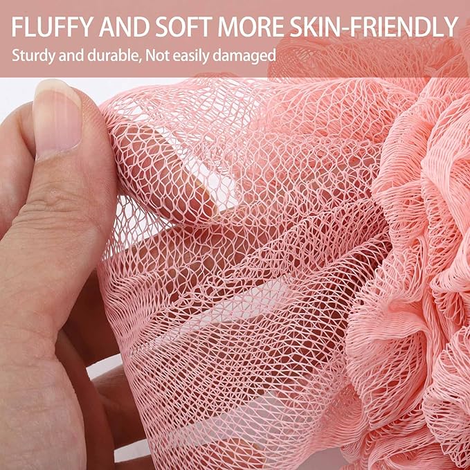 BTYMS 4 Pieces Shower Loofahs Exfoliating Sponge Body Scrubber 75g/pc Bath Puffs Shower Scrunchies Bathing Sponges for Women and Men