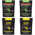 DAILY REMEDY 4-Pack Foot Soak Set - 2 Extra Strength Tea Tree Oil & 2 Citrus Detox - Made In USA - Soothes Tired Feet, Athletes Foot, Stubborn Foot Odor, Softens Calluses & Refreshes & Detoxifies