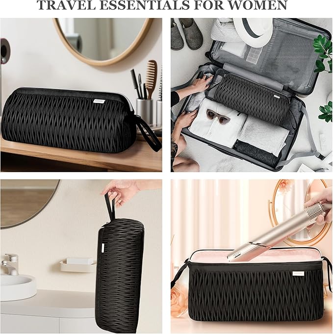 Leudes Dyson Airwrap Travel Case for Shark Hair Dryer Airstraight Flex Style Hair Attachment Tool Organizer Accessories Air Wrap Flat Curling Iron Carrying Case (Black)