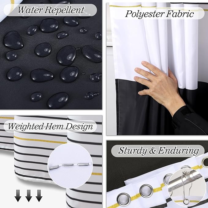 Bathroom Set - Bathroom Sets with Shower Curtain and Rugs, 25PC Bathroom Accessory Set, Black Bathroom Accessories Set with Trash Can, Soap Dispensers